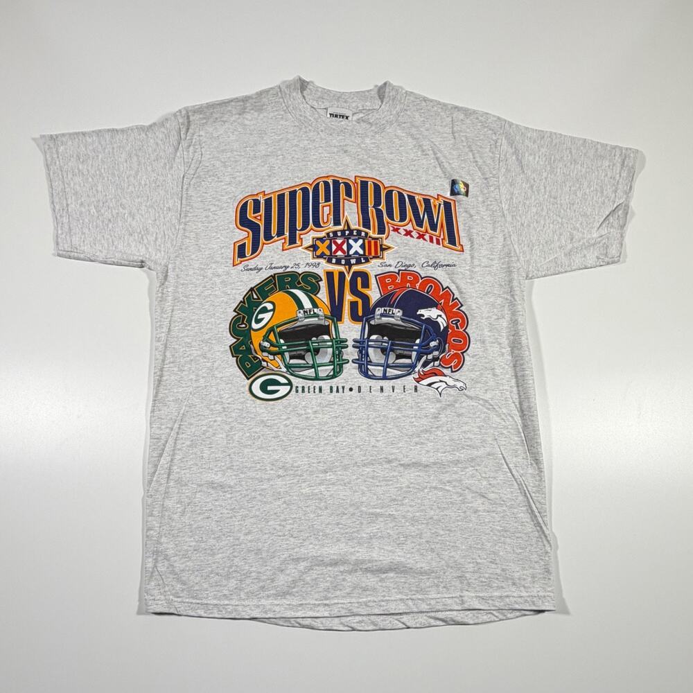 Vintage 1998 Super Bowl XXXII Shirt XL Tultex Packers Broncos Deadstock